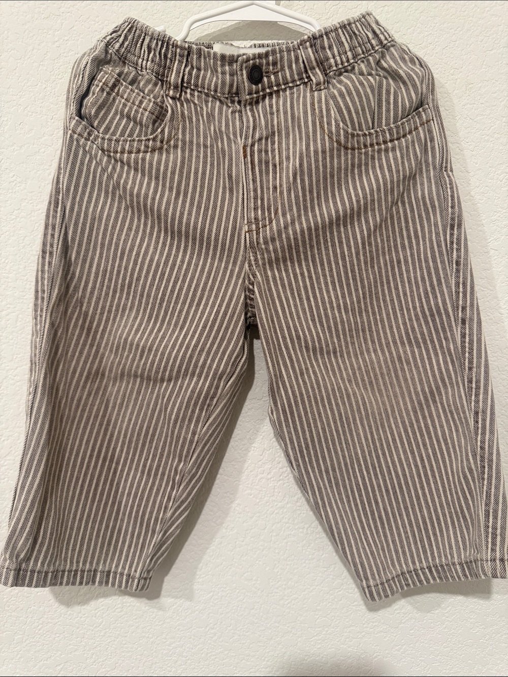Zara Beige & White Striped Wide Leg Pants